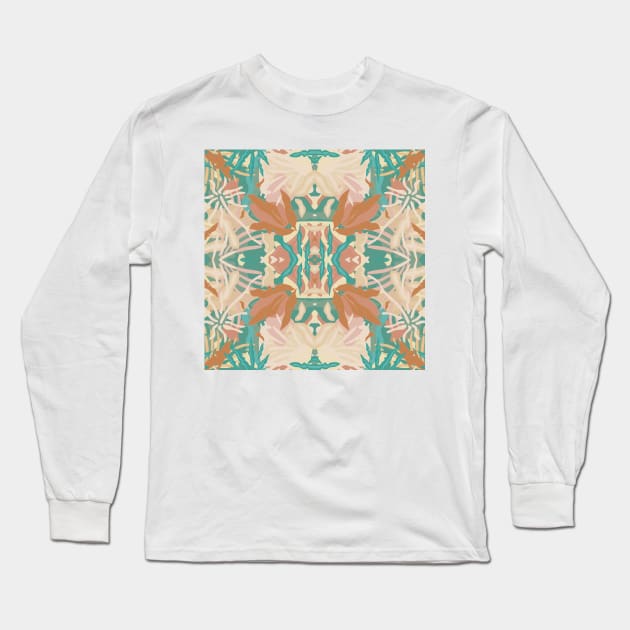 Abstract Tropical Plants in Turquoise and Pastels / Mirrored Long Sleeve T-Shirt by matise